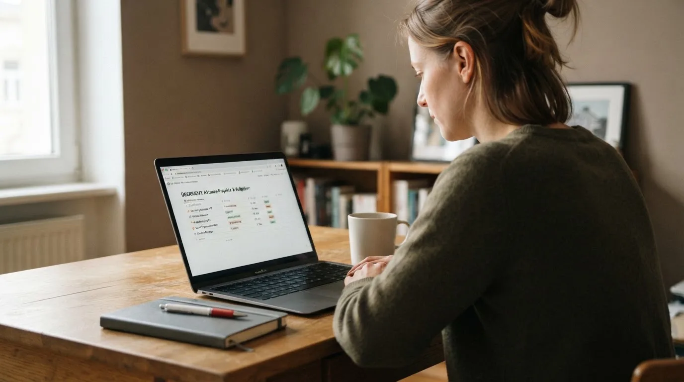 Person am Laptop liest eine Übersichtsseite zu Glücksspielen im Internet — 150 freispiele ohne einzahlung