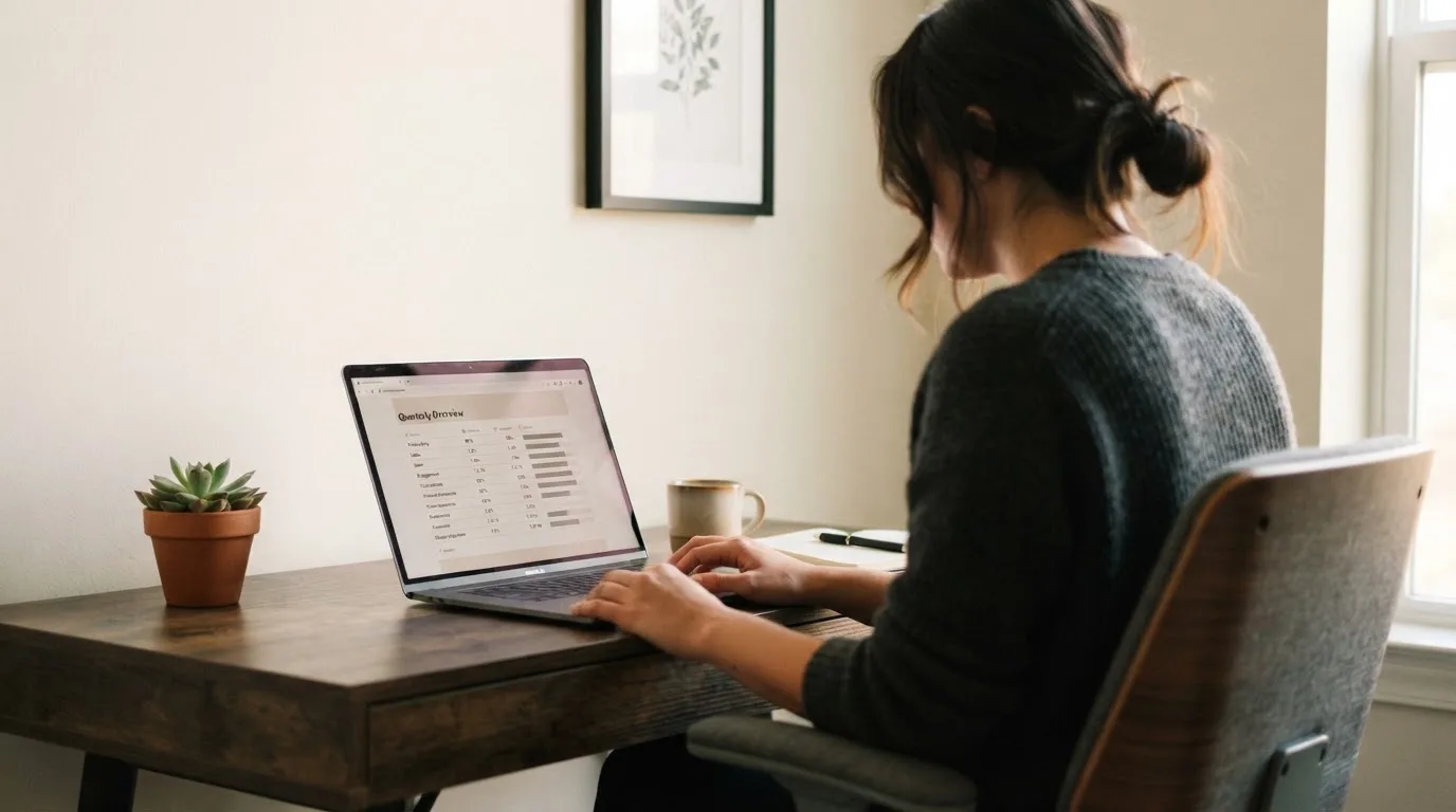 Person am Laptop liest eine Übersichtsseite zu Glücksspielen im Internet — beste casino ohne verifizierung auszahlen